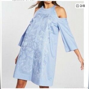 Ted Baker Jetta Dress Cold Shoulder Baby Blue size 5